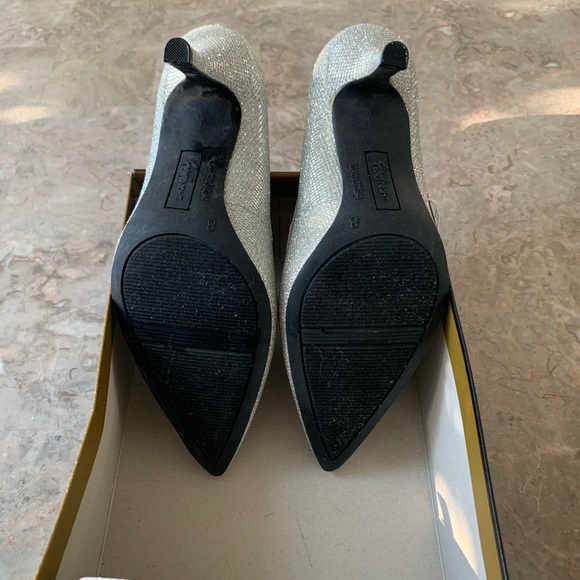 Classy Silver Sparkle Pointed Toe Heels - Picture 9 of 9